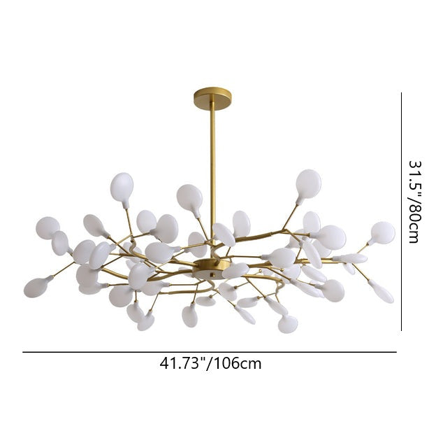 Modern Black Iron 45-Light Round Branch Chandelier for Living Room