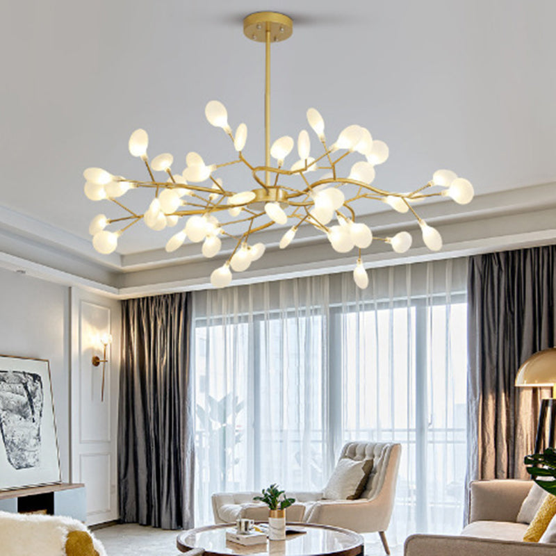 Modern Black Iron 45-Light Round Branch Chandelier for Living Room
