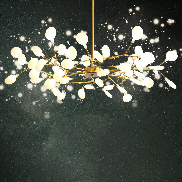 Modern Black Iron 45-Light Round Branch Chandelier for Living Room