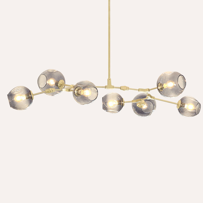 Modern Black Iron Branching Glass Chandelier for Living Room 5/7 Lights