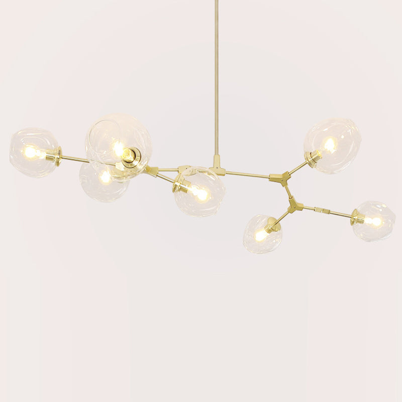 Modern Black Iron Branching Glass Chandelier for Living Room 5/7 Lights