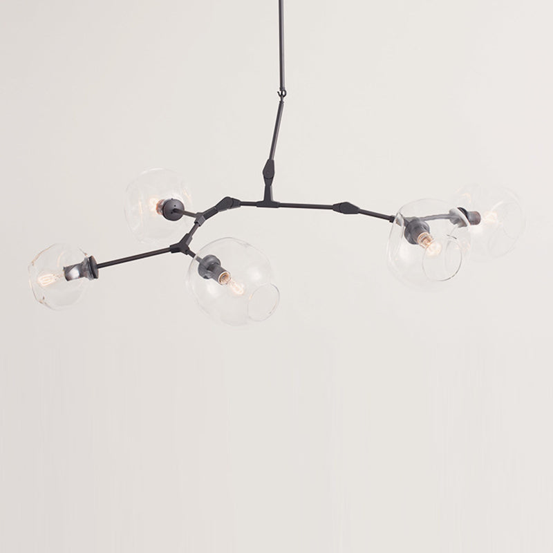 Modern Black Iron Branching Glass Chandelier for Living Room 5/7 Lights