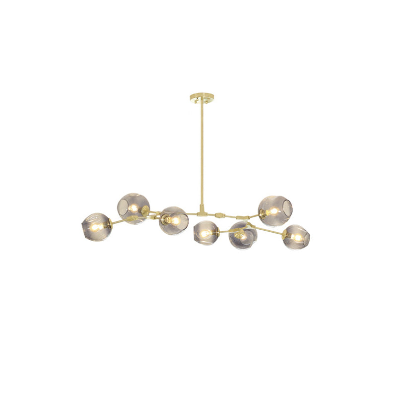 Modern Black Iron Branching Glass Chandelier for Living Room 5/7 Lights