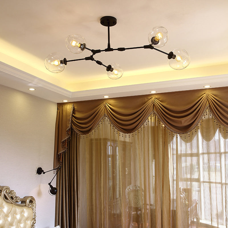 Modern Black Iron Branching Glass Chandelier for Living Room 5/7 Lights