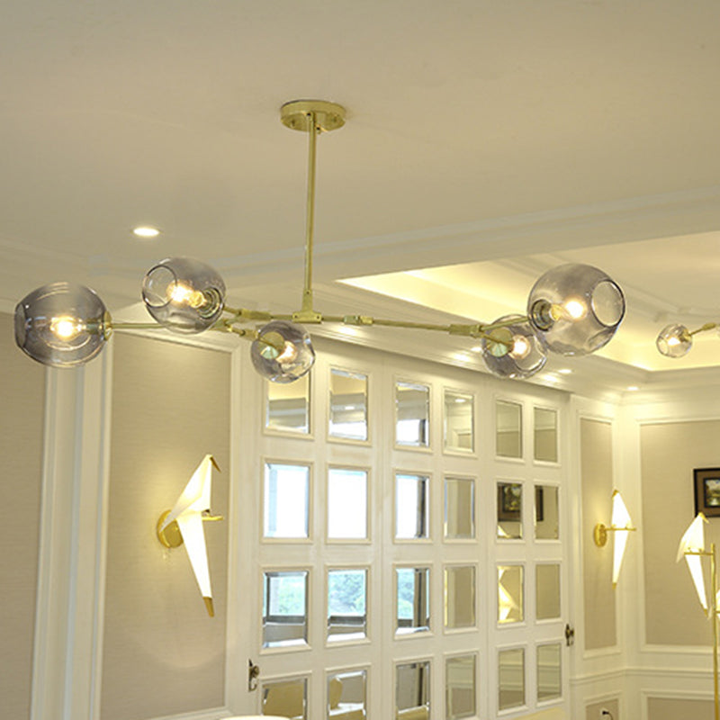 Modern Black Iron Branching Glass Chandelier for Living Room 5/7 Lights