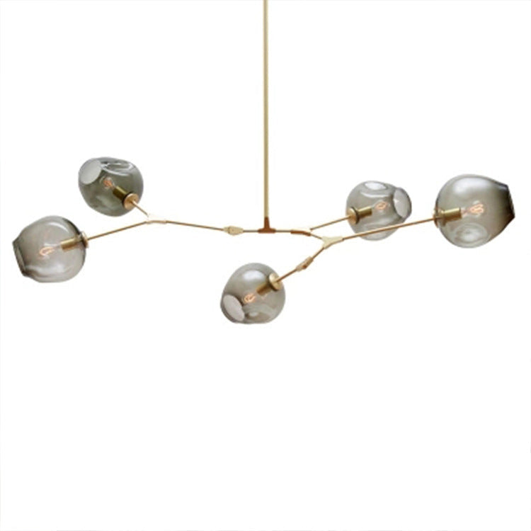 Modern Black Iron Branching Glass Chandelier for Living Room 5/7 Lights