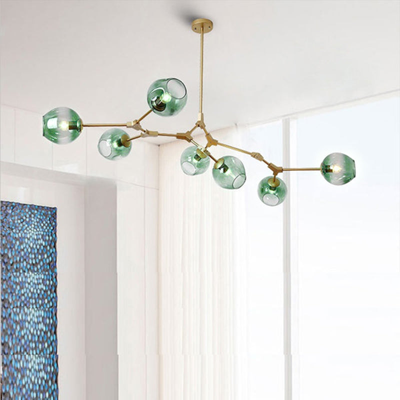 Modern Black Iron Branching Glass Chandelier for Living Room 5/7 Lights