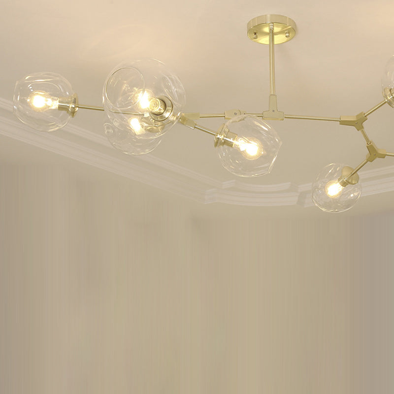 Modern Black Iron Branching Glass Chandelier for Living Room 5/7 Lights