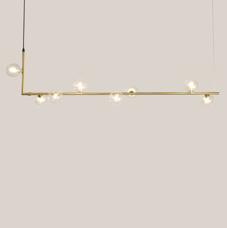 Modern Glass and Iron Right Angle Linear Chandelier for Living Room