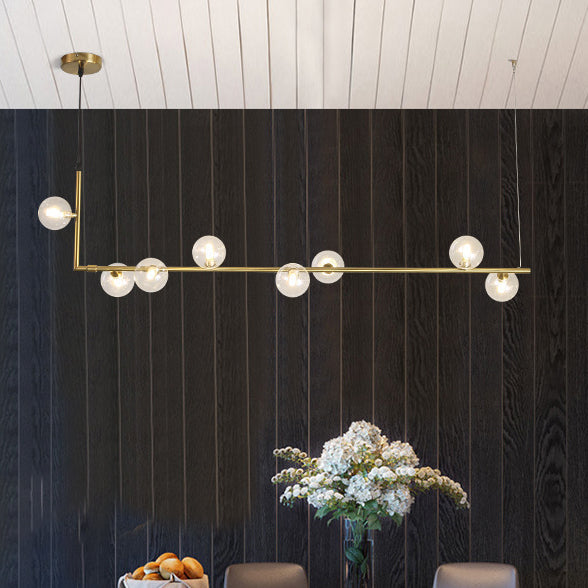 Modern Glass and Iron Right Angle Linear Chandelier for Living Room
