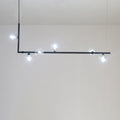 Modern Glass and Iron Right Angle Linear Chandelier for Living Room