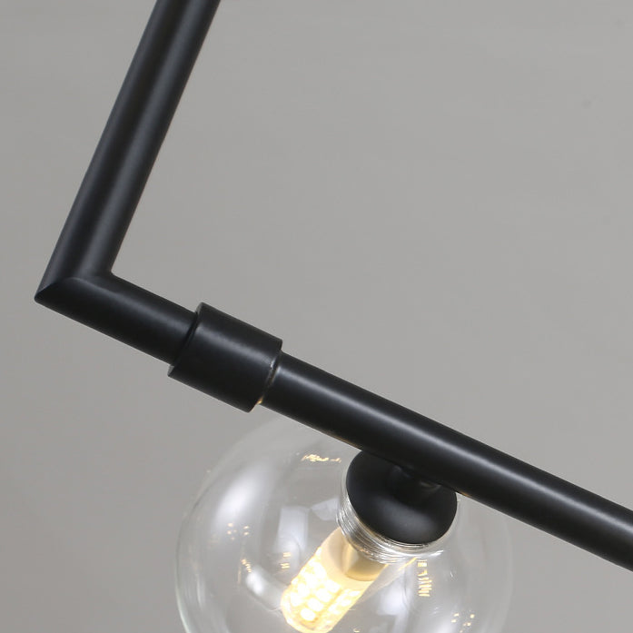 Modern Glass and Iron Right Angle Linear Chandelier for Living Room