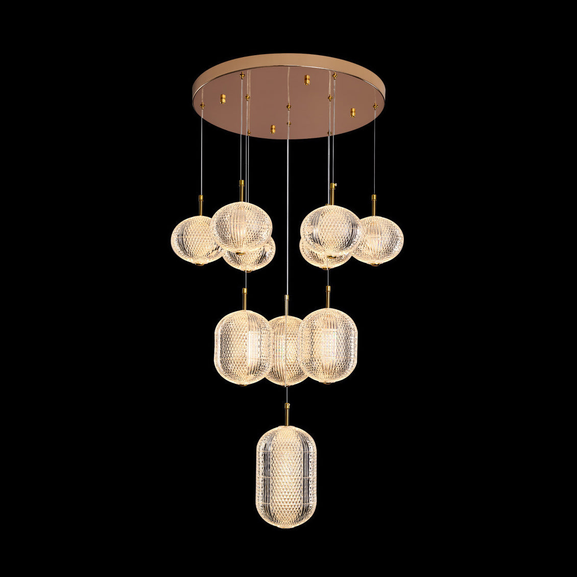 Contemporary White Acrylic LED Round Orb Chandelier for Living Room