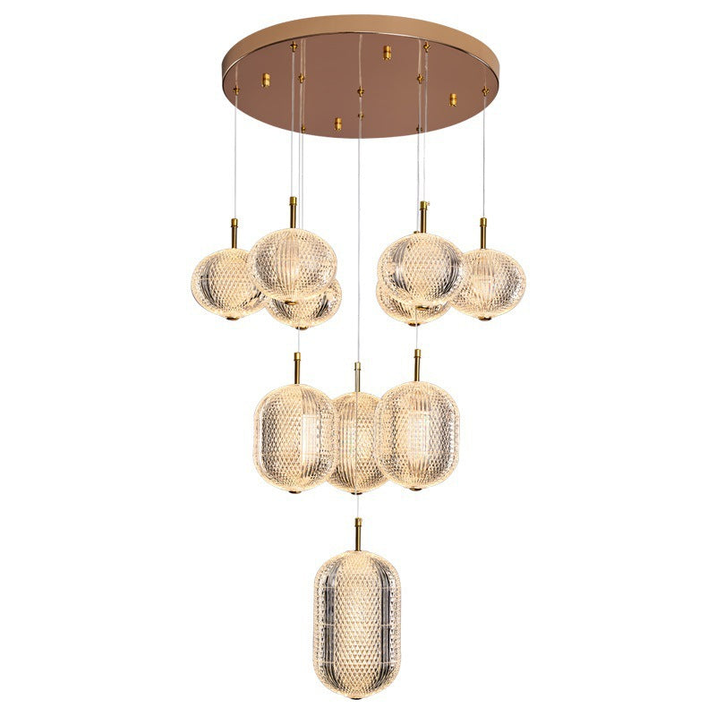 Contemporary White Acrylic LED Round Orb Chandelier for Living Room
