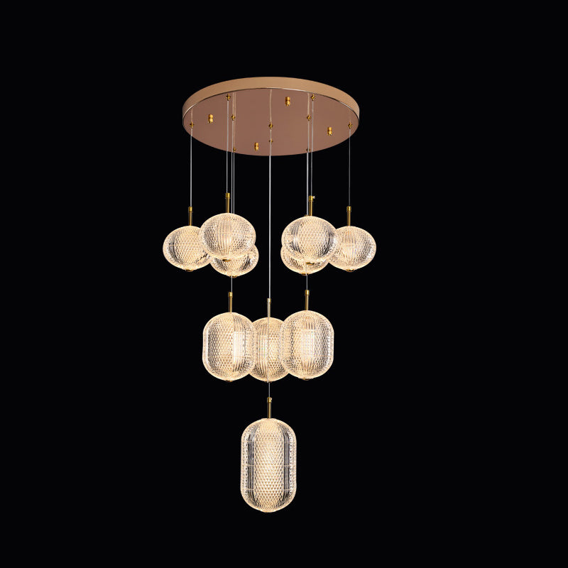 Contemporary White Acrylic LED Round Orb Chandelier for Living Room