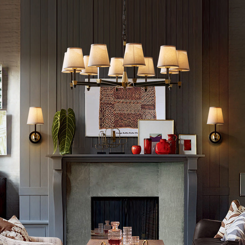 Rustic Copper Branch Chandelier Light Fixture for Vintage Living Room
