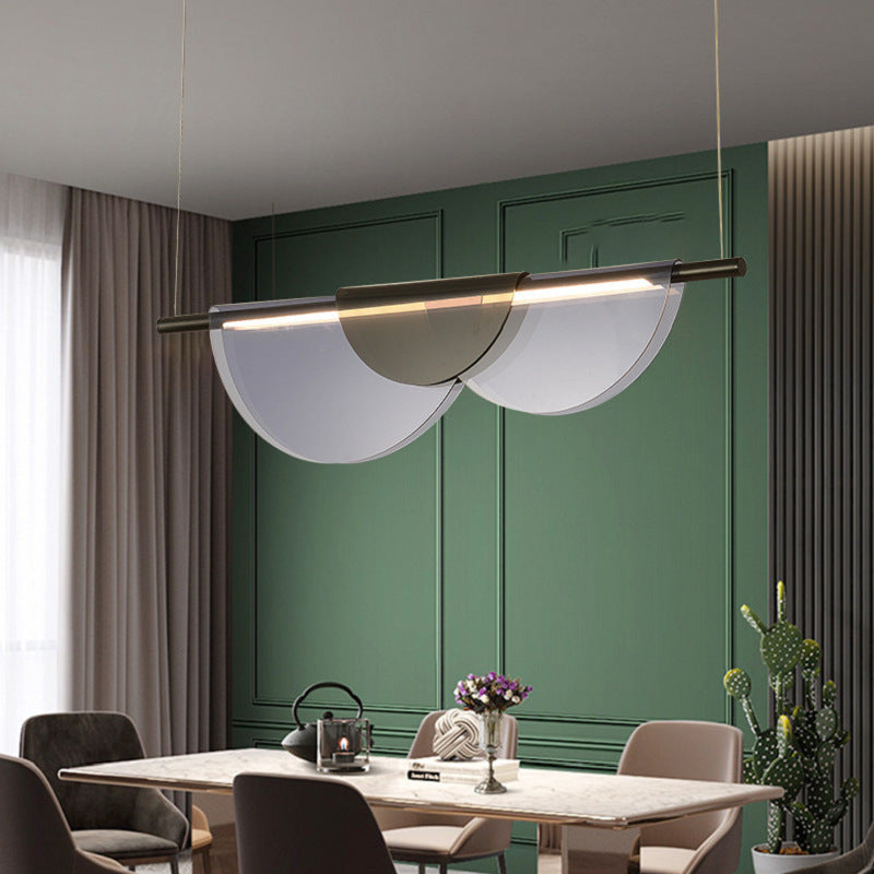 Scandinavian Half Round LED Chandelier in PVC & Iron for Living Room