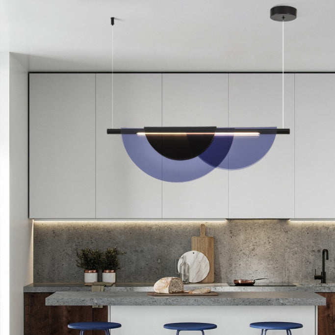 Scandinavian Half Round LED Chandelier in PVC & Iron for Living Room