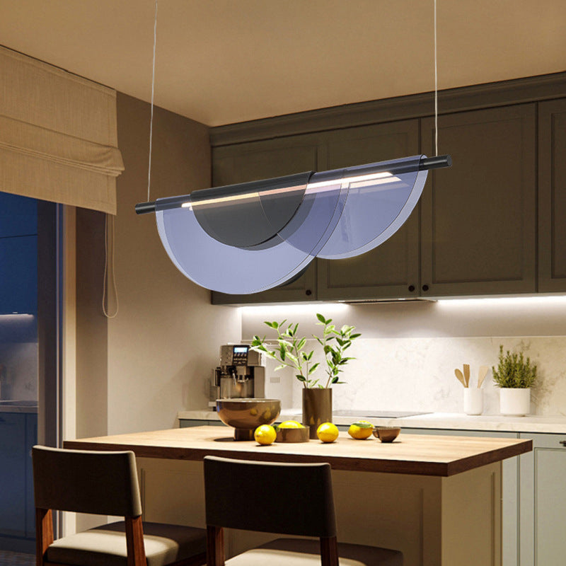 Scandinavian Half Round LED Chandelier in PVC & Iron for Living Room