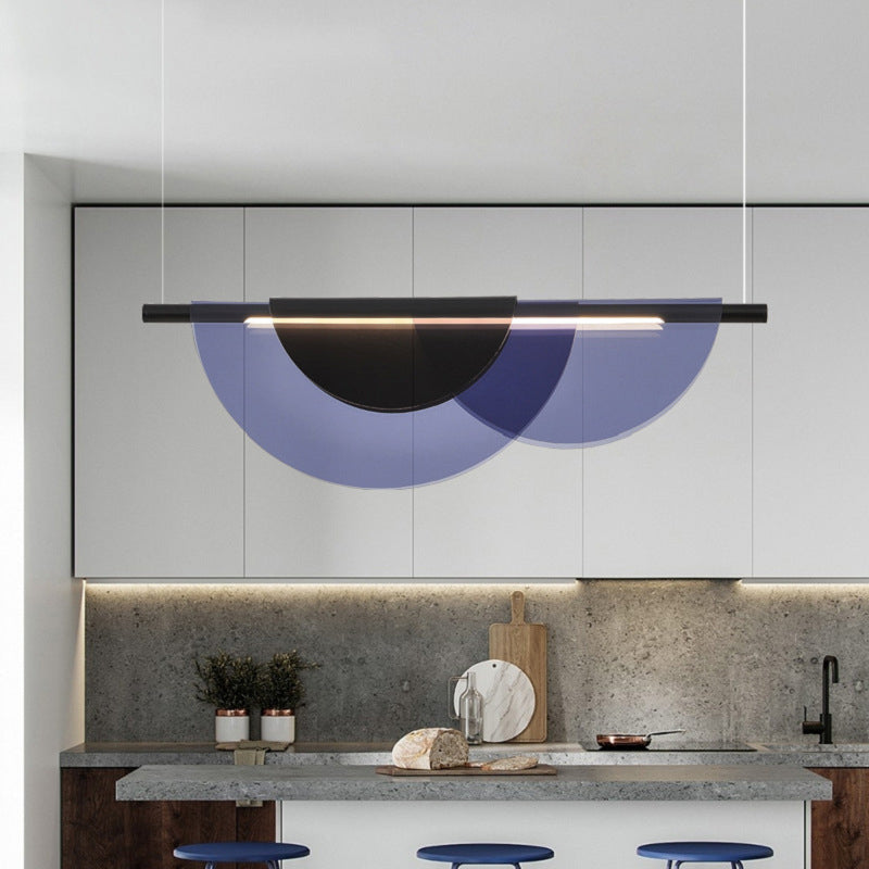 Scandinavian Half Round LED Chandelier in PVC & Iron for Living Room