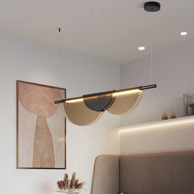 Scandinavian Half Round LED Chandelier in PVC & Iron for Living Room