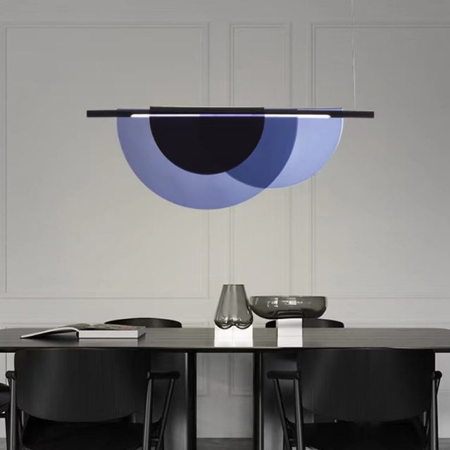 Scandinavian Half Round LED Chandelier in PVC & Iron for Living Room