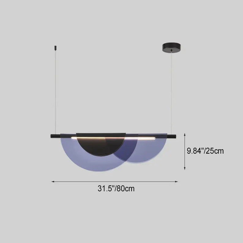 Scandinavian Half Round LED Chandelier in PVC & Iron for Living Room