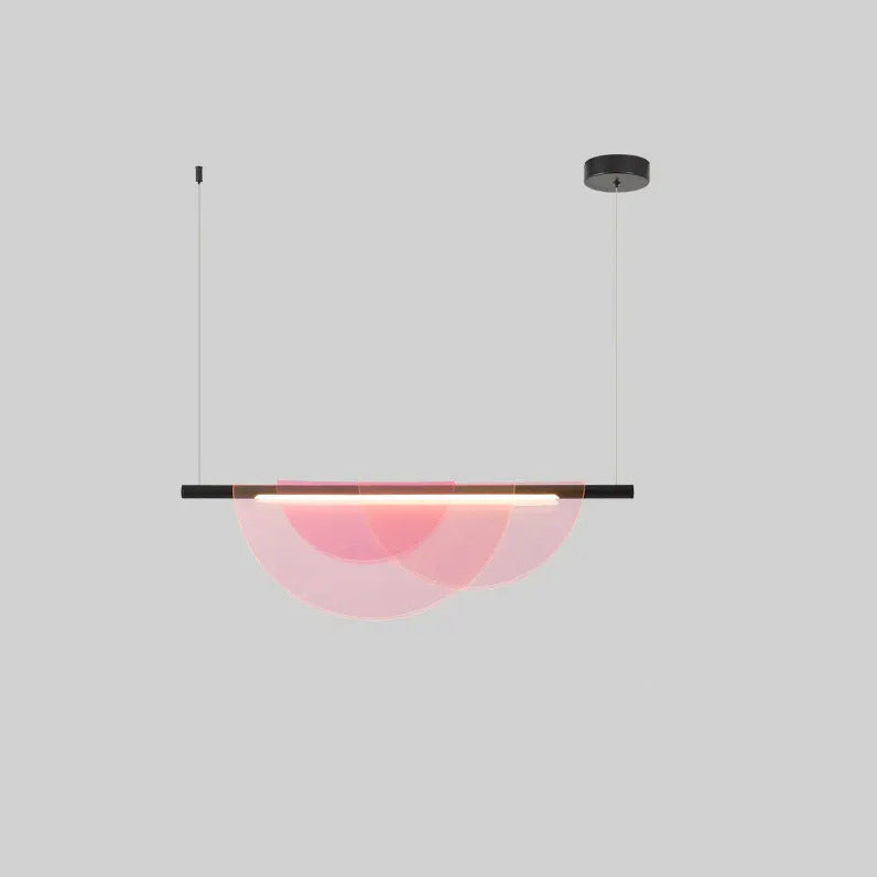 Scandinavian Half Round LED Chandelier in PVC & Iron for Living Room