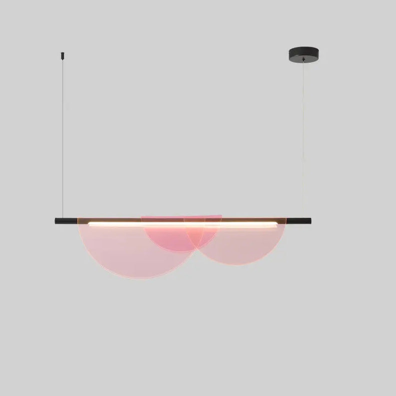 Scandinavian Half Round LED Chandelier in PVC & Iron for Living Room