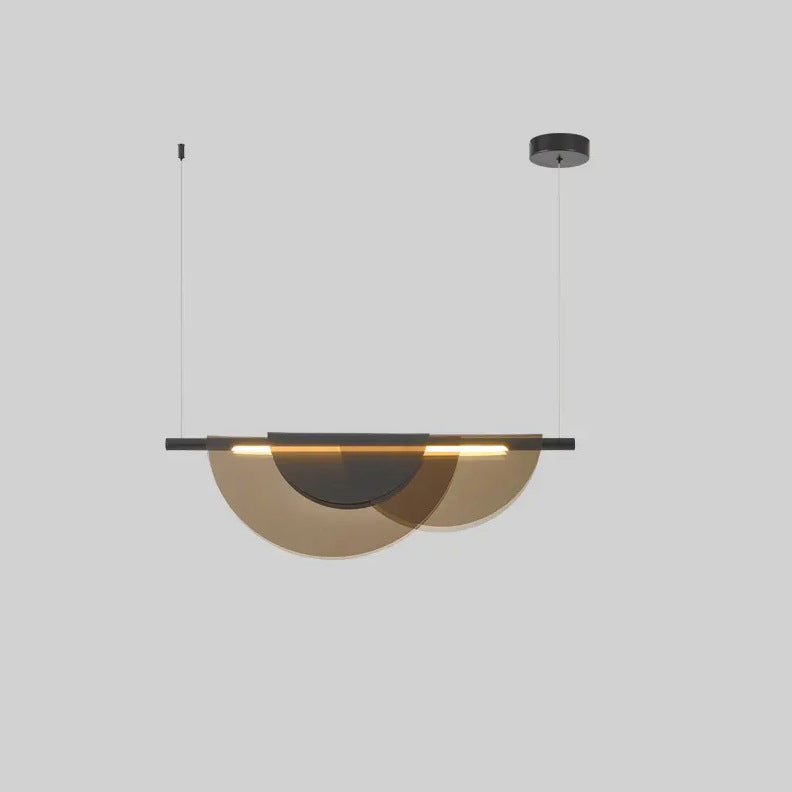 Scandinavian Half Round LED Chandelier in PVC & Iron for Living Room