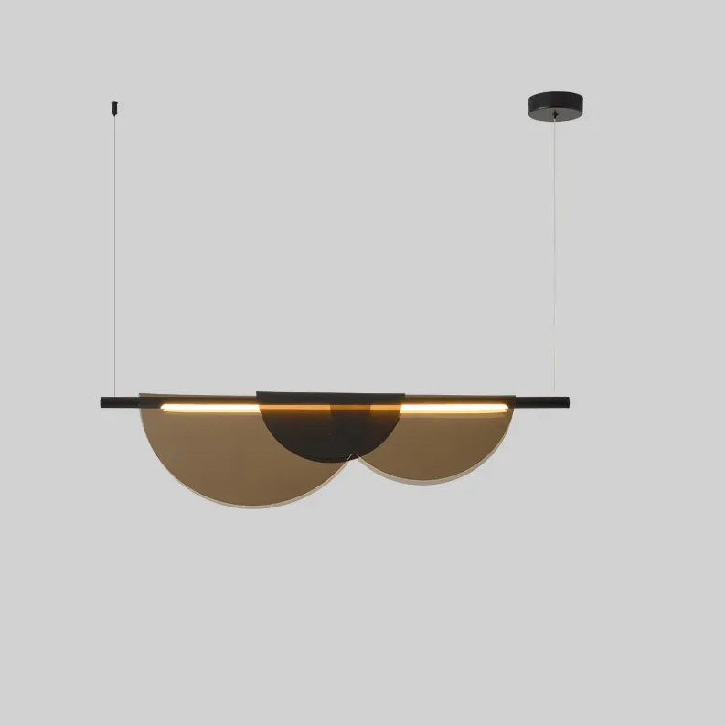 Scandinavian Half Round LED Chandelier in PVC & Iron for Living Room