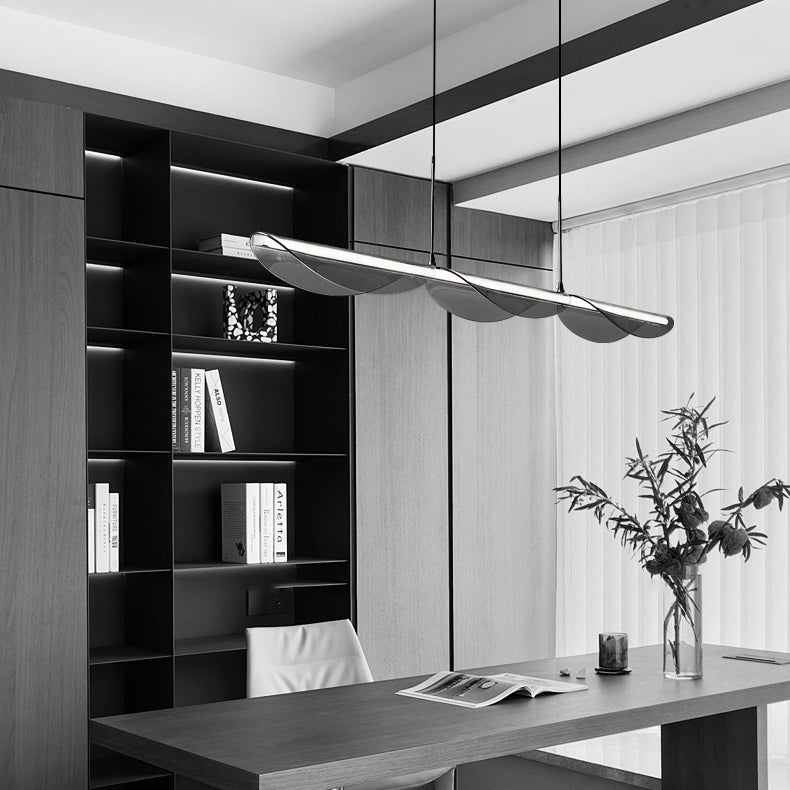Modern Copper Wave Glass LED Chandelier for Living Room Island Lighting