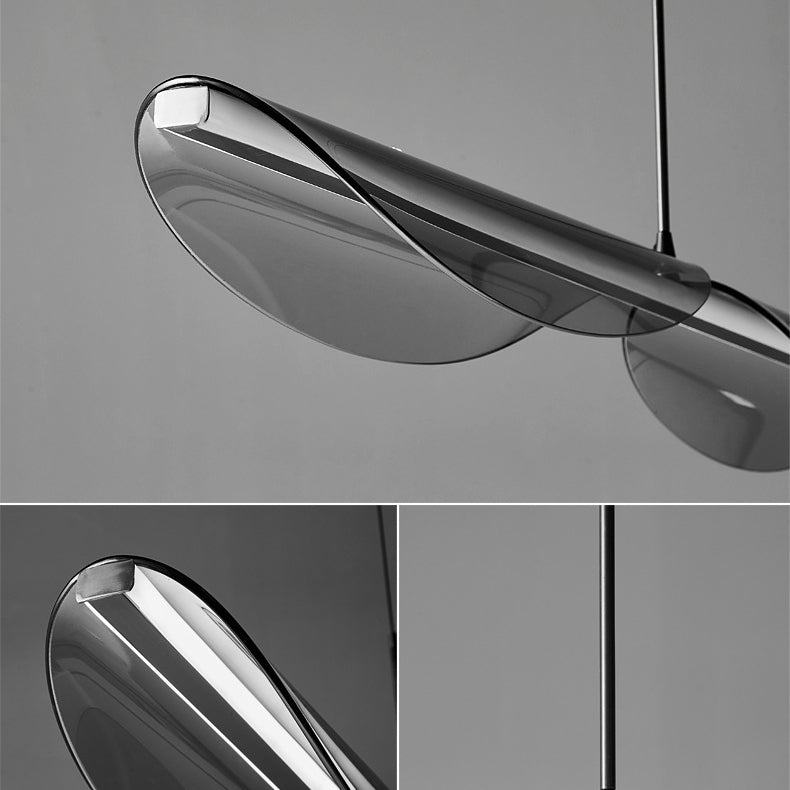 Modern Copper Wave Glass LED Chandelier for Living Room Island Lighting