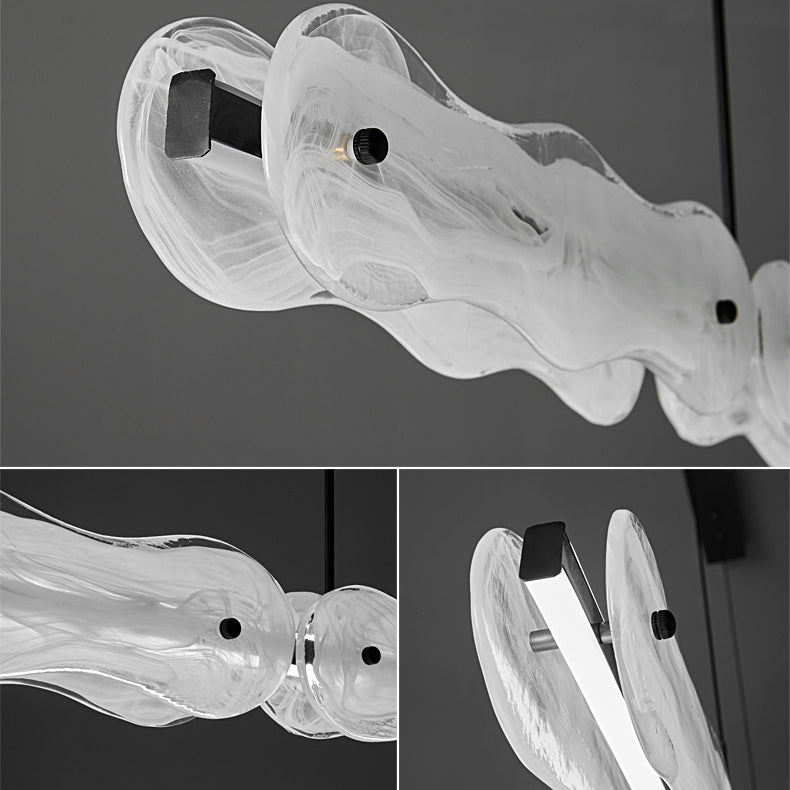 Modern Copper Wave Glass LED Chandelier for Living Room Island Lighting
