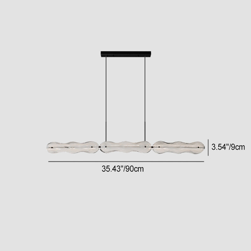 Modern Copper Wave Glass LED Chandelier for Living Room Island Lighting