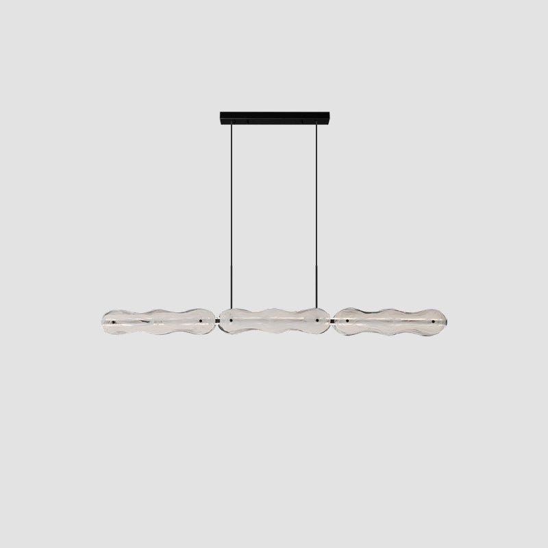 Modern Copper Wave Glass LED Chandelier for Living Room Island Lighting