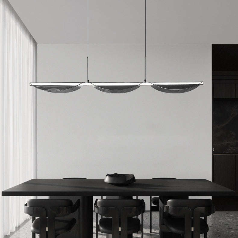 Modern Copper Wave Glass LED Chandelier for Living Room Island Lighting