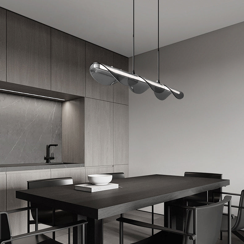 Modern Copper Wave Glass LED Chandelier for Living Room Island Lighting