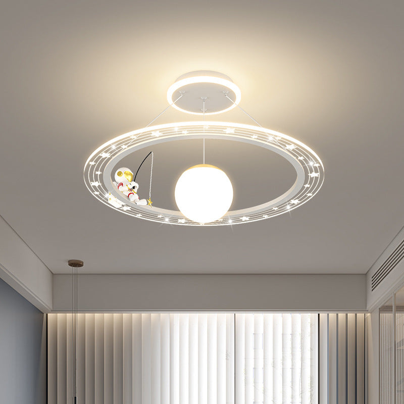 Modern Acrylic LED Chandelier for Kids' Room - Astronaut Planet Design