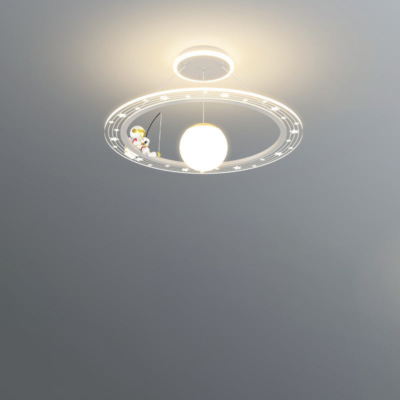 Modern Acrylic LED Chandelier for Kids' Room - Astronaut Planet Design