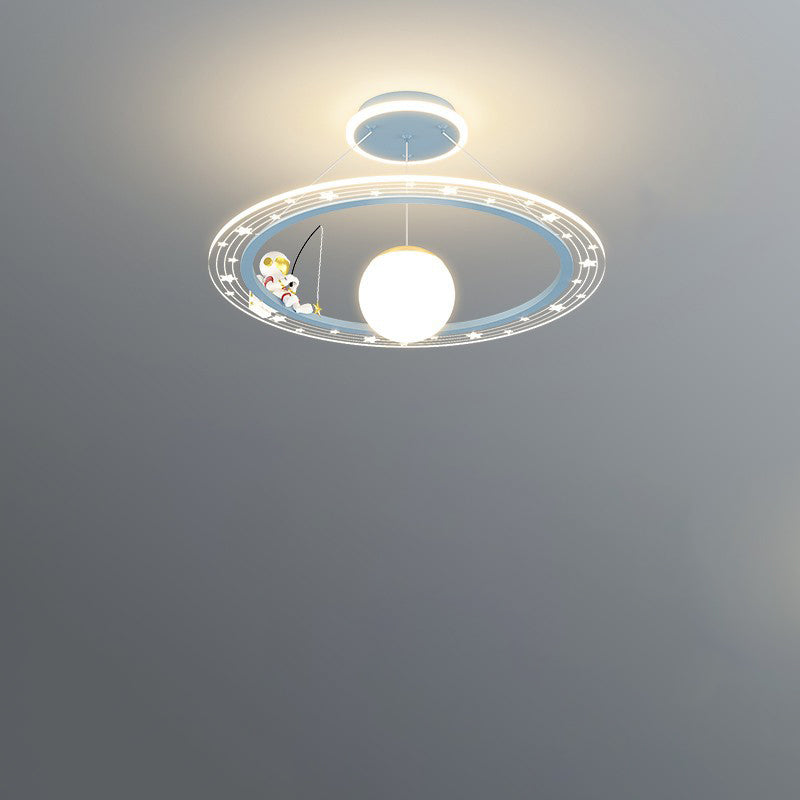 Modern Acrylic LED Chandelier for Kids' Room - Astronaut Planet Design