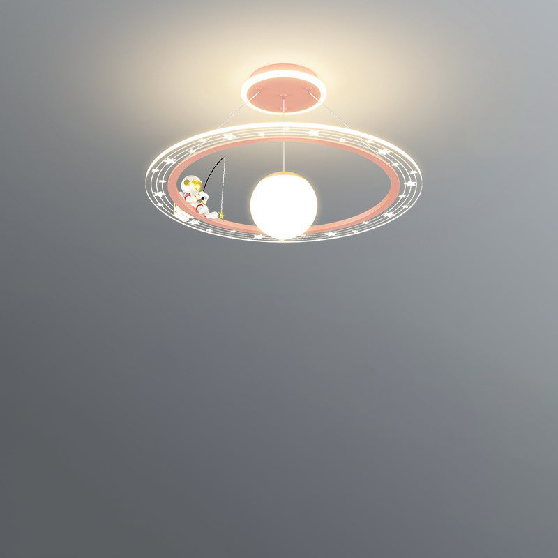 Modern Acrylic LED Chandelier for Kids' Room - Astronaut Planet Design