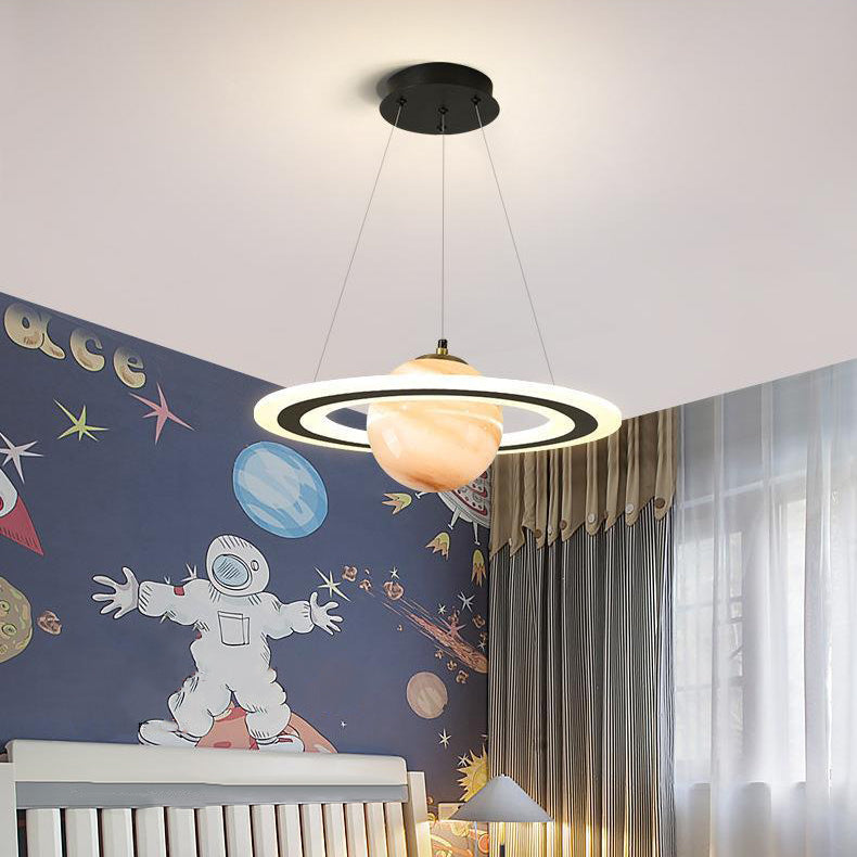 Round Acrylic LED Chandelier in Modern Art Deco for Kids' Room