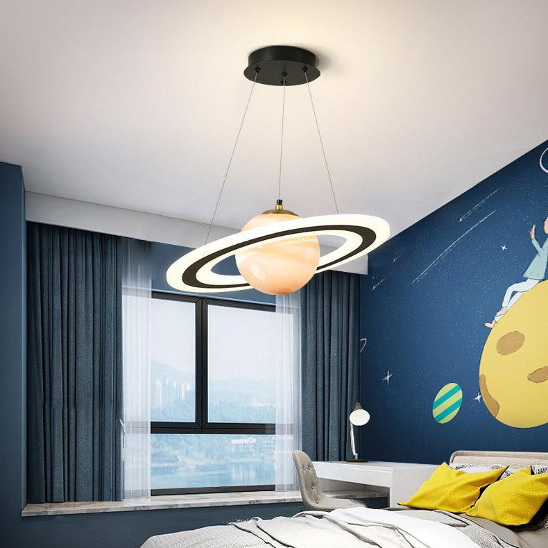 Round Acrylic LED Chandelier in Modern Art Deco for Kids' Room