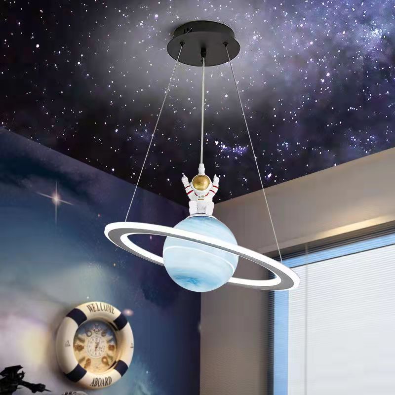 Round Acrylic LED Chandelier in Modern Art Deco for Kids' Room