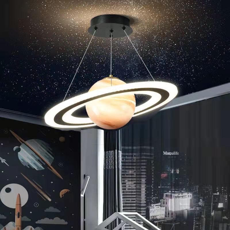 Round Acrylic LED Chandelier in Modern Art Deco for Kids' Room