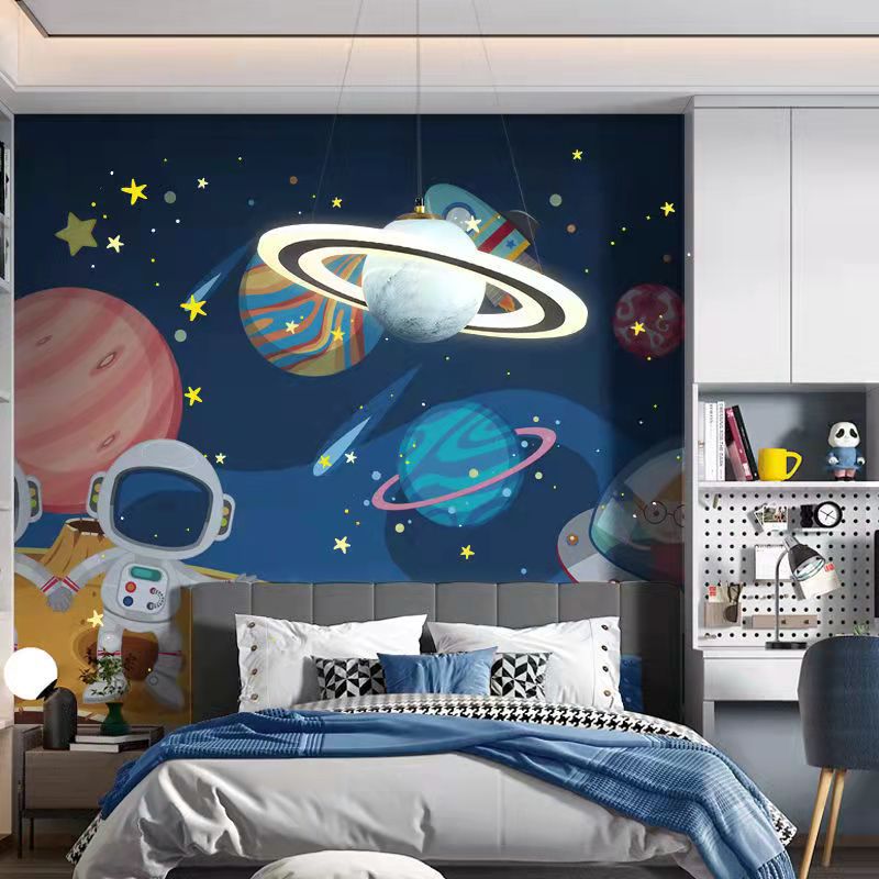 Round Acrylic LED Chandelier in Modern Art Deco for Kids' Room