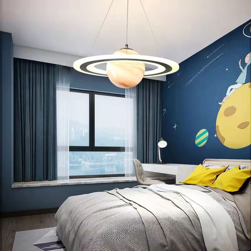 Round Acrylic LED Chandelier in Modern Art Deco for Kids' Room