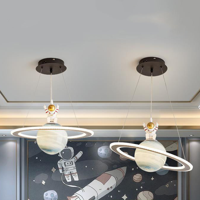 Round Acrylic LED Chandelier in Modern Art Deco for Kids' Room