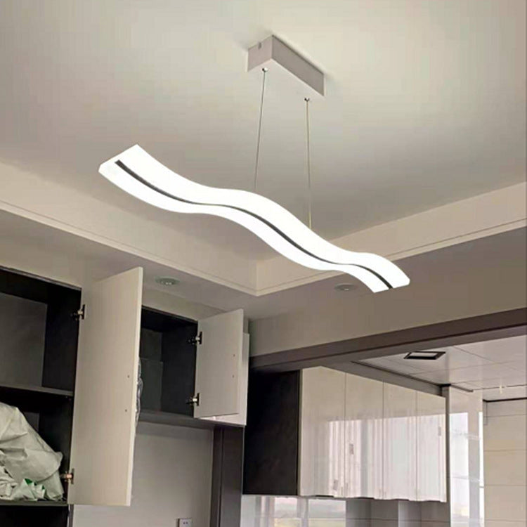 Scandinavian Modern Wave Acrylic LED Island Chandelier for Living Room